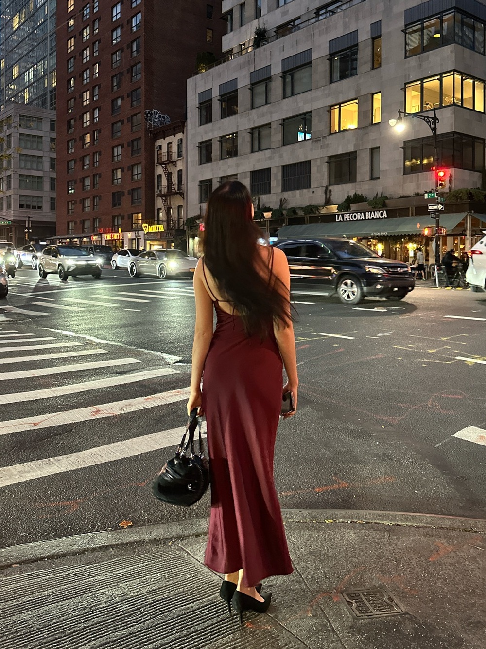 H&M Burgundy Backless Slip Dress with Thin Straps